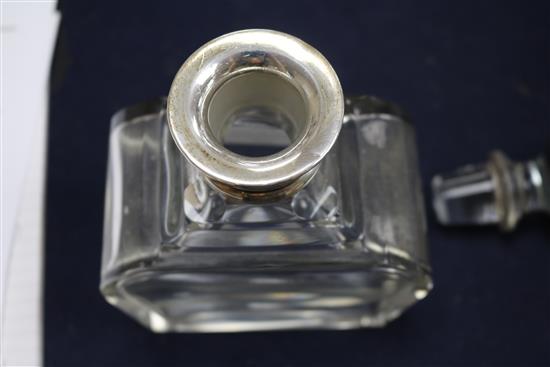 A 1930s Art Deco silver collared glass decanter and stopper, Adie Bros., Birmingham, 1939, 23cm.